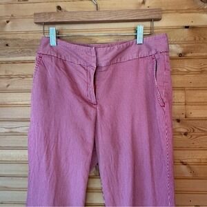 Ann Taylor Pants Wide-Leg Pinstripe Red White 6P Lightweight Preppy College Work